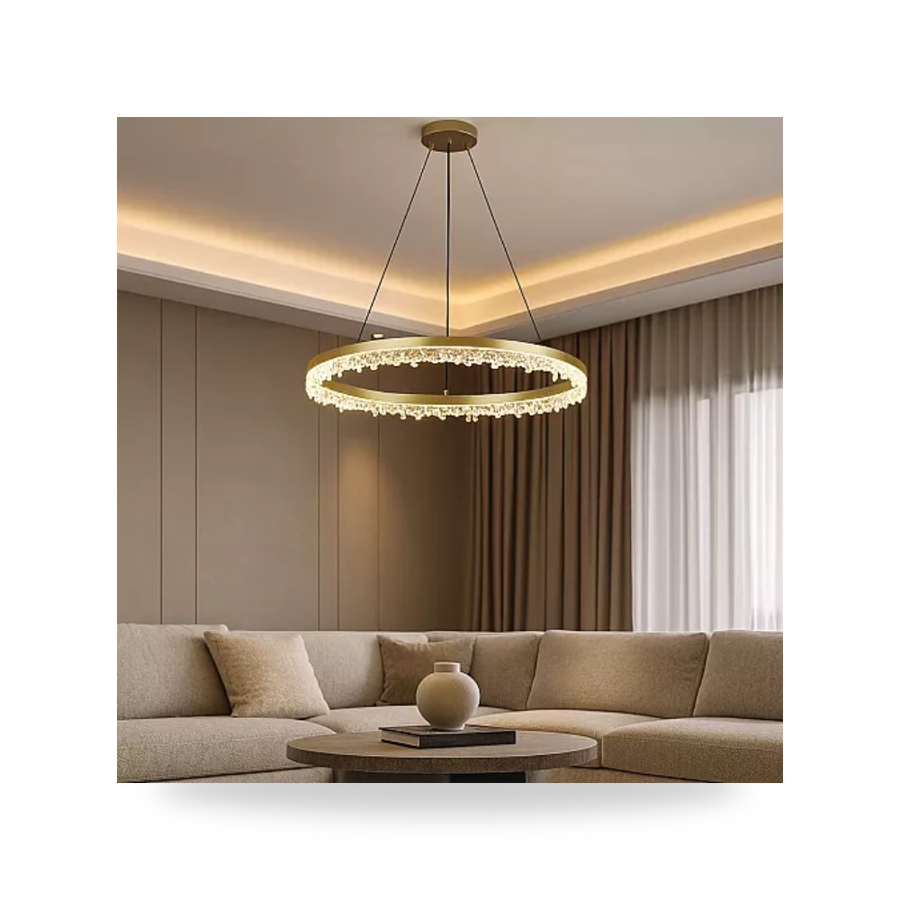 ثريا علاقي ذهبي 80 سم 60W ثلاث إضاءات همر موديل UP-15