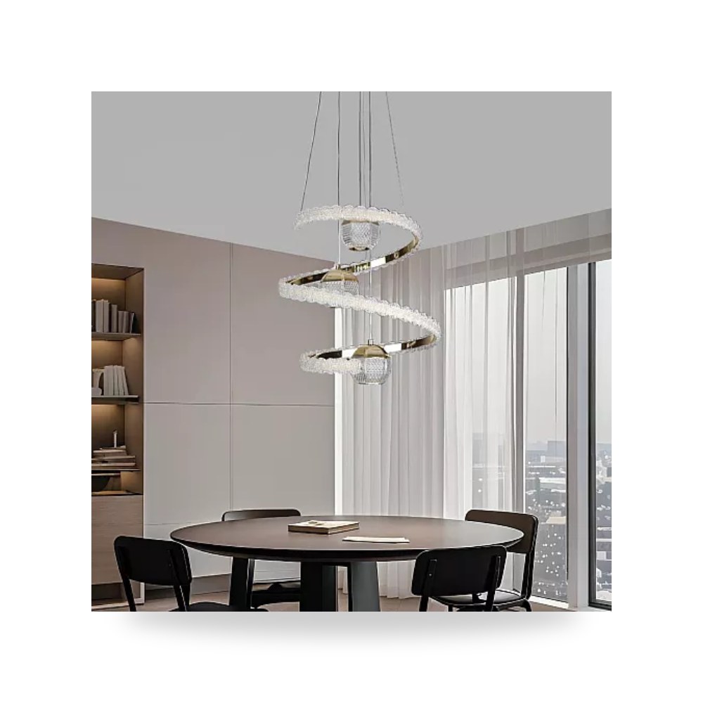 ثريا علاقي ذهبي 85W 3 إضاءات طراز E6930 همر موديل UP-15