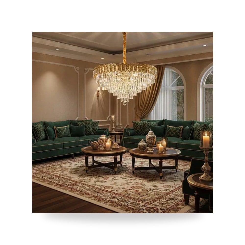 ثريا علاقي ذهبي 22 لمبة E14 طراز E6881 همر موديل UP-15