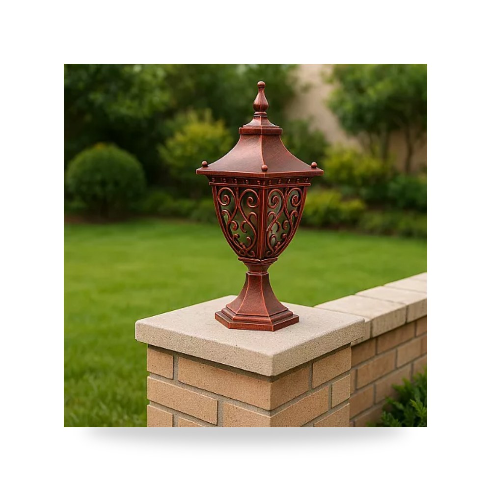 فانوس حدائق أرضي صغير 6082S قاعدة E27 نحاسي همر موديل UP-15