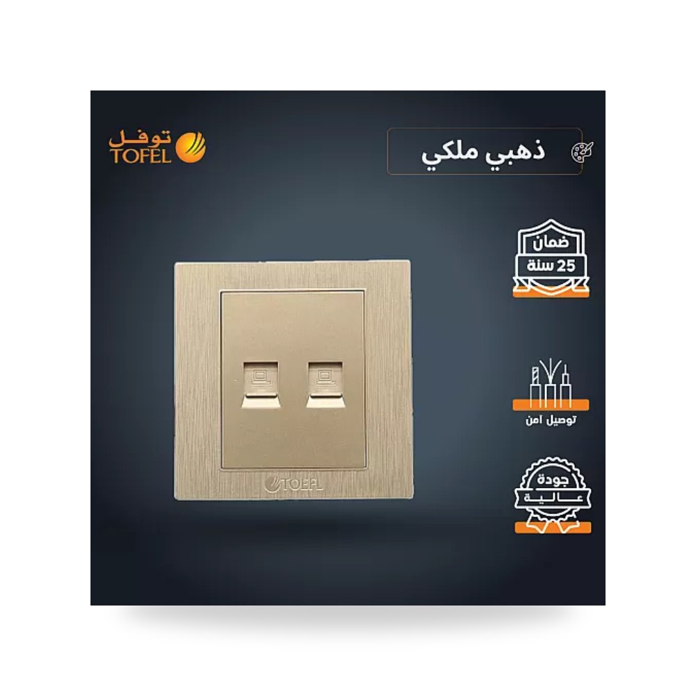 مقبس فيش شبكة كمبيوتر RJ45 ثنائي ذهبي ملكي توفل موديل UP-15
