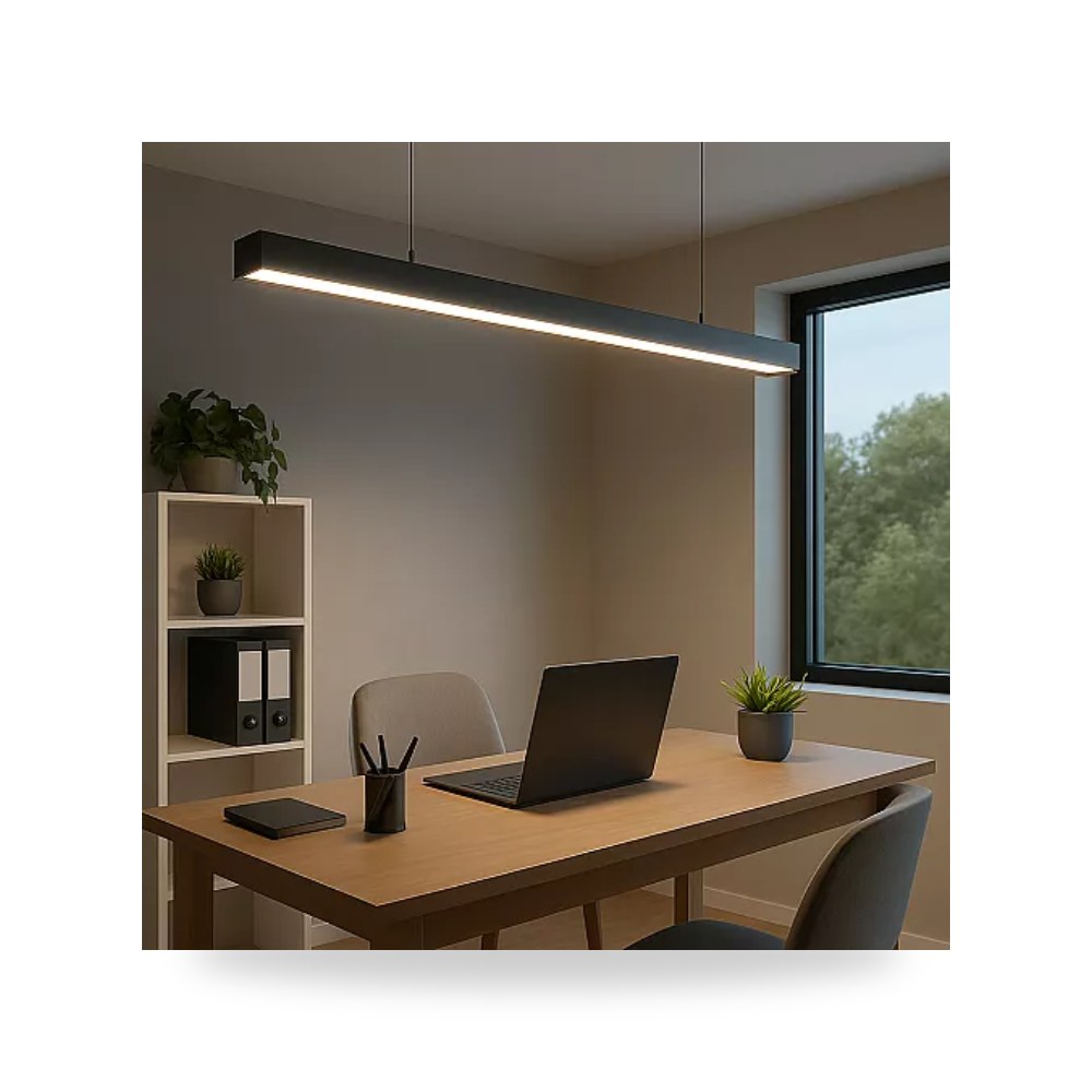 بنل إنارة خطي معلق ولطش 30W أبيض أسود همر 120cm موديل UP-15