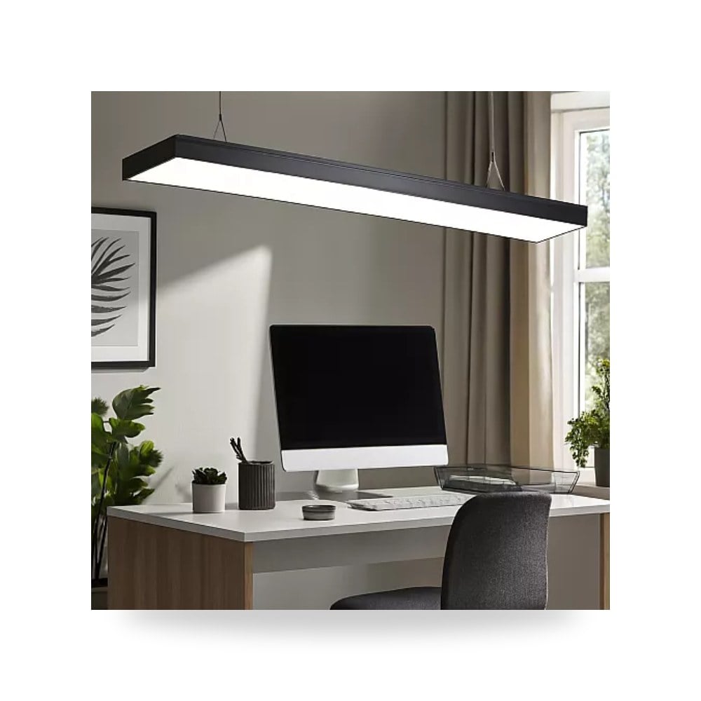 بنل إنارة خطي معلق ولطش 60W أبيض أسود همر 120cm موديل UP-15