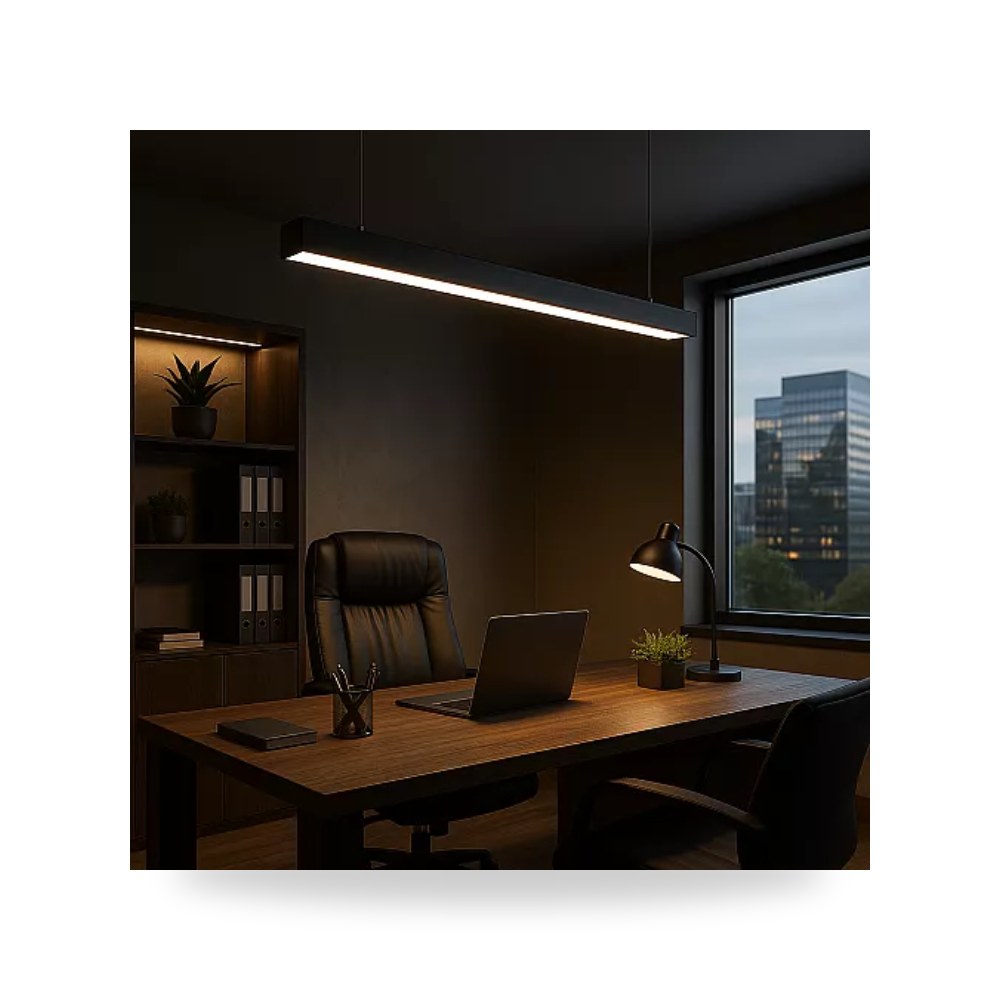 بنل إنارة خطي معلق ولطش 30W أصفر أسود همر 120cm موديل UP-15