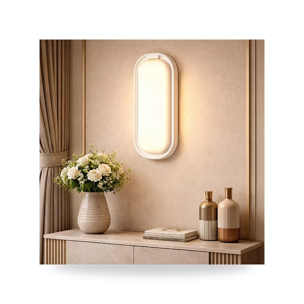 كشاف بيضاوي خارجي 20W أصفر إطار أبيض همر HU2130 موديل UP-15