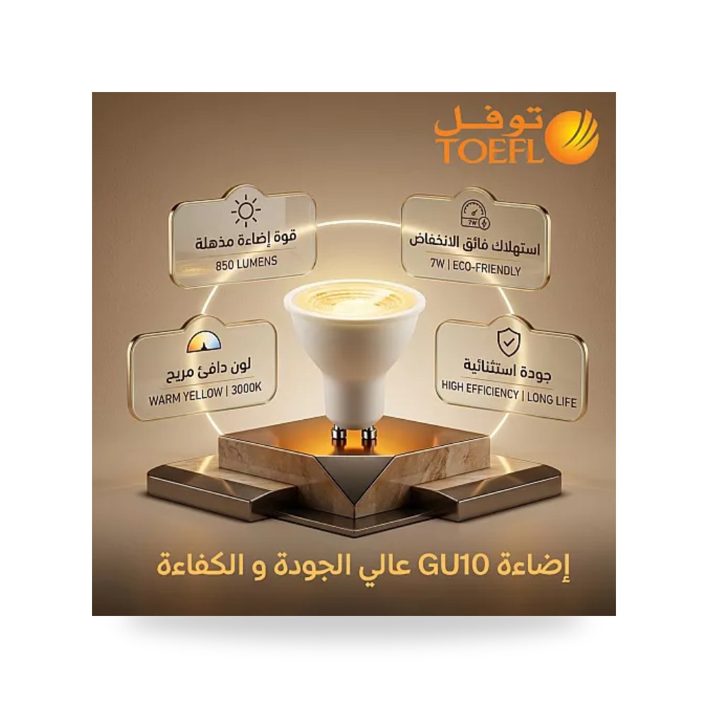 لمبة سبوت لايت GU10 بقوة 5 واط 850 لومن أصفر توفل موديل UP-15