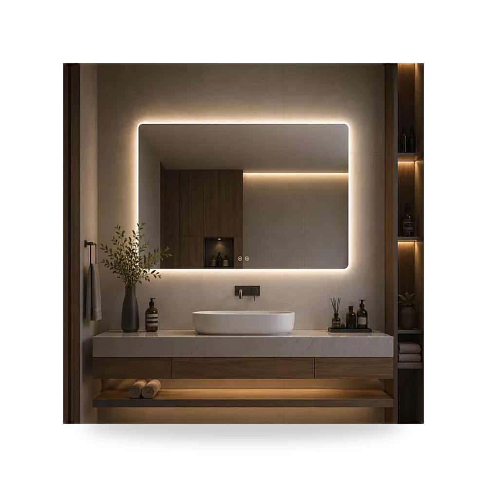 مرآة حمام ذكية LED لمس 3 إضاءات 120x70سم تيتو تييتو موديل مواد صحية