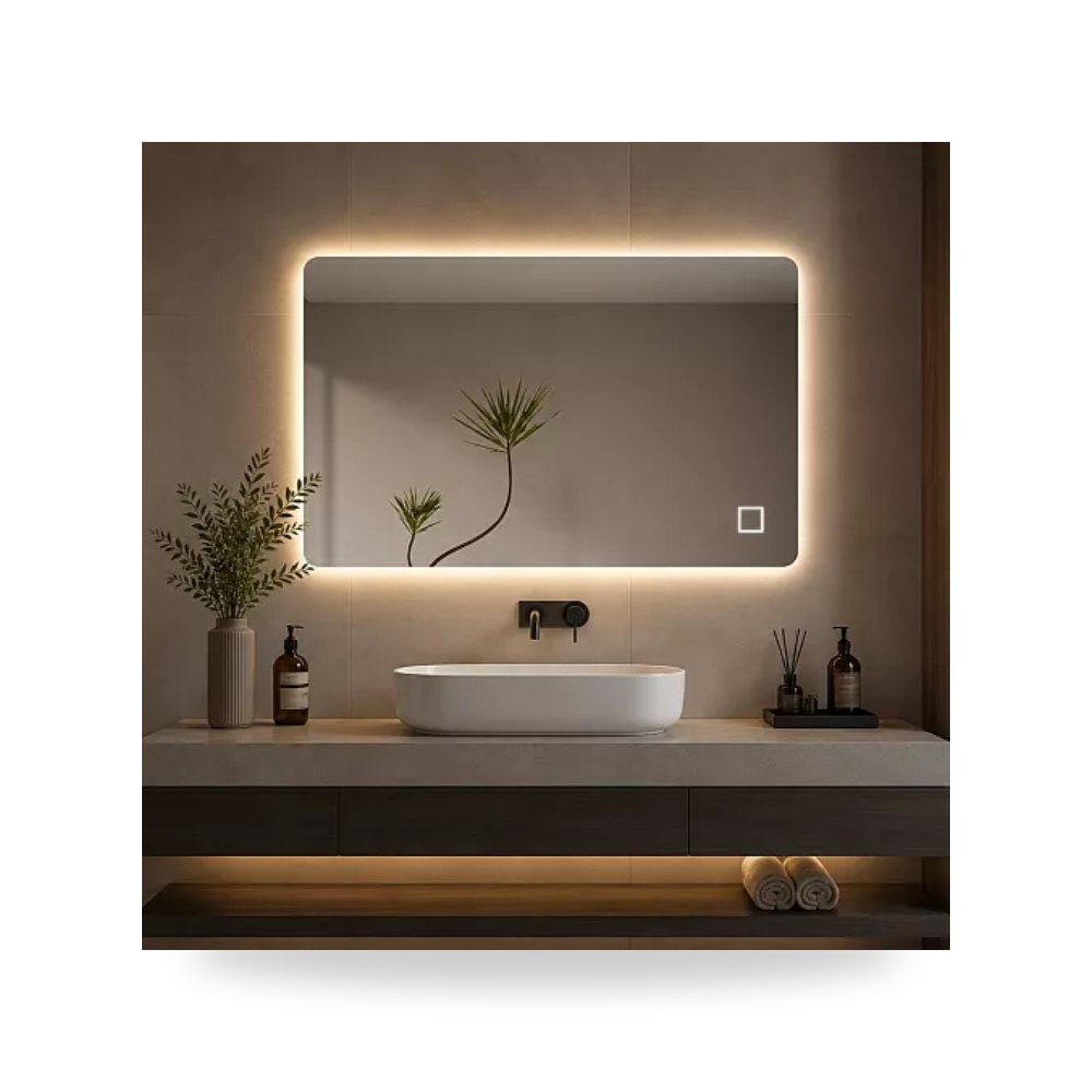 مرآة حمام ذكية LED لمس 3 إضاءات 80x60سم تيتو تييتو موديل مواد صحية