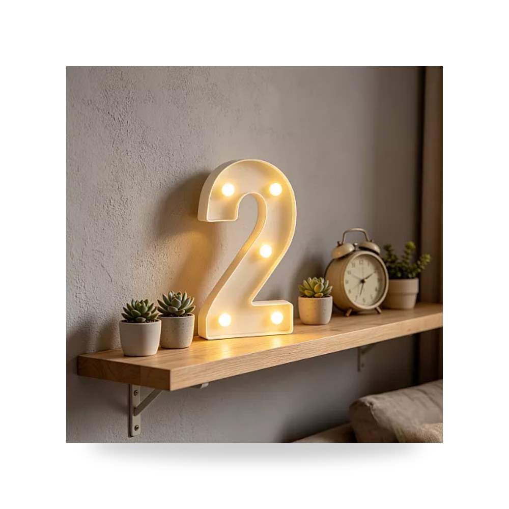 مصباح LED ديكوري مضيء شكل رقم 2 دافئ همر موديل UP-15
