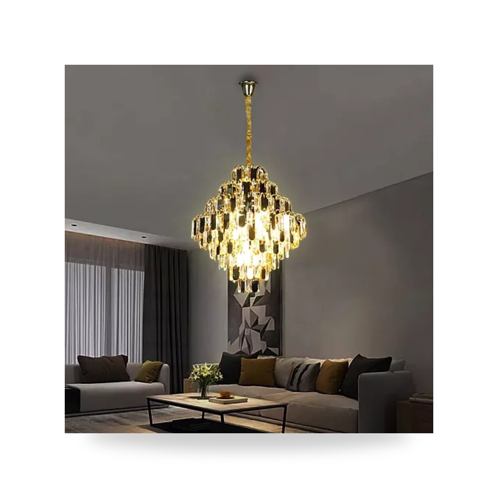 نجف علاقي كريستال ذهبي 60 سم همر HA - S8472 - 600GD موديل UP-15