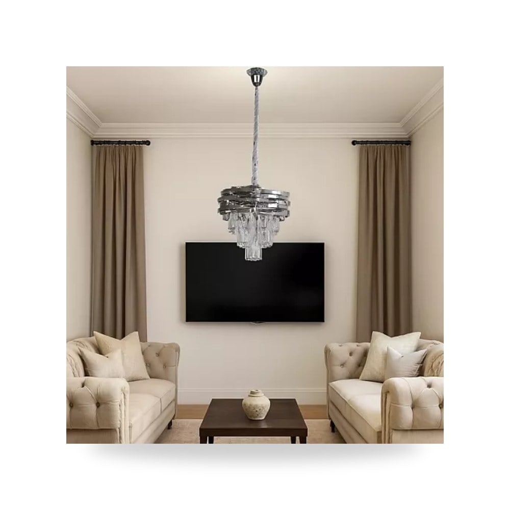 نجف كريستال فضي 3 لمبات 30 سم همر HA - C5299 - 300CH موديل UP-15
