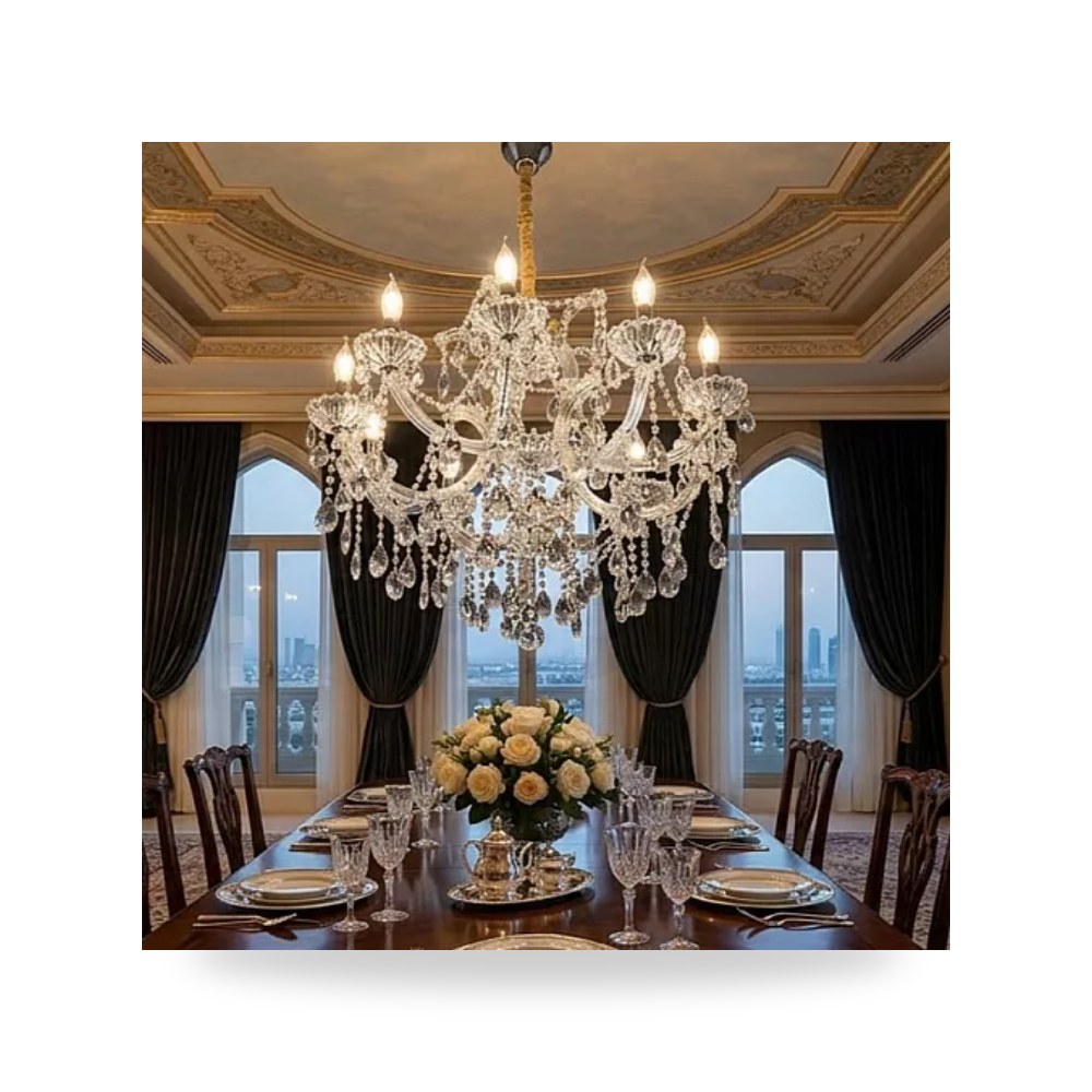 ثريا شمعدان فضي 80 سم 10xE14 طراز R5369 هايمر همر موديل UP-15