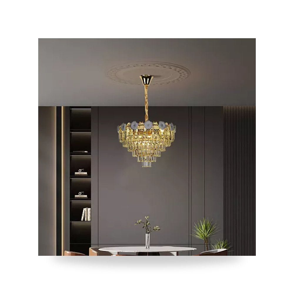 ثريا كريستال ذهبي 60 سم 9xE14 طراز D6280 هايمر همر موديل UP-15