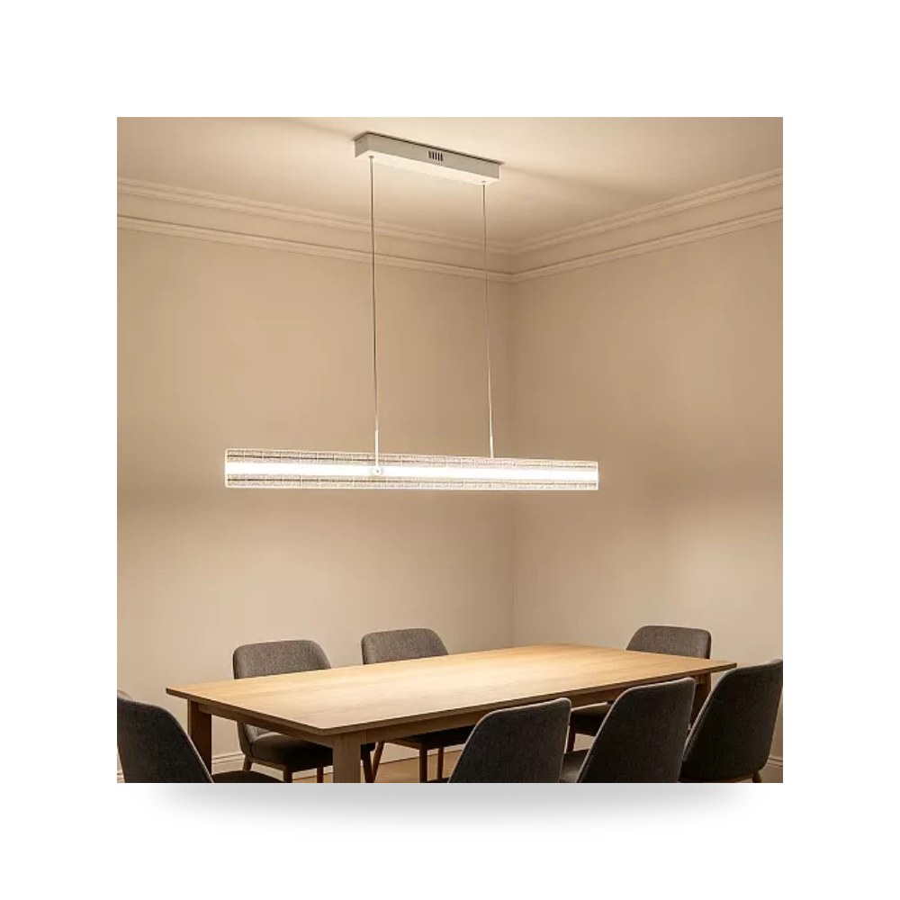 ثريا مودرن طولية أبيض 120 سم 55W 3CCT هايمر همر موديل UP-15