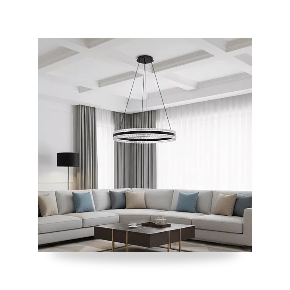 ثريا مودرن حلقة أسود 80 سم 105W 3CCT هايمر همر موديل UP-15