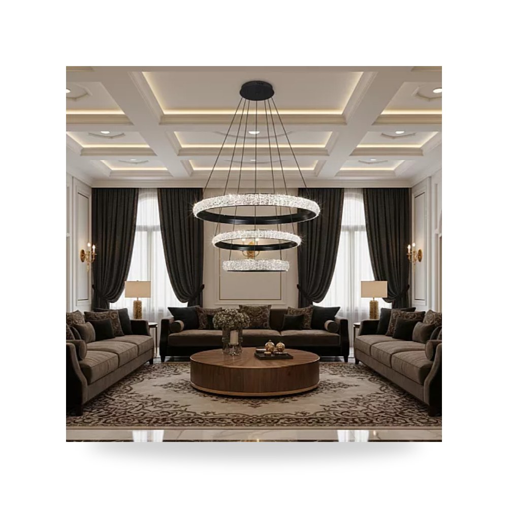 ثريا مودرن 3 حلقات أسود 75W مقاس 40-60-80 هايمر همر موديل UP-15
