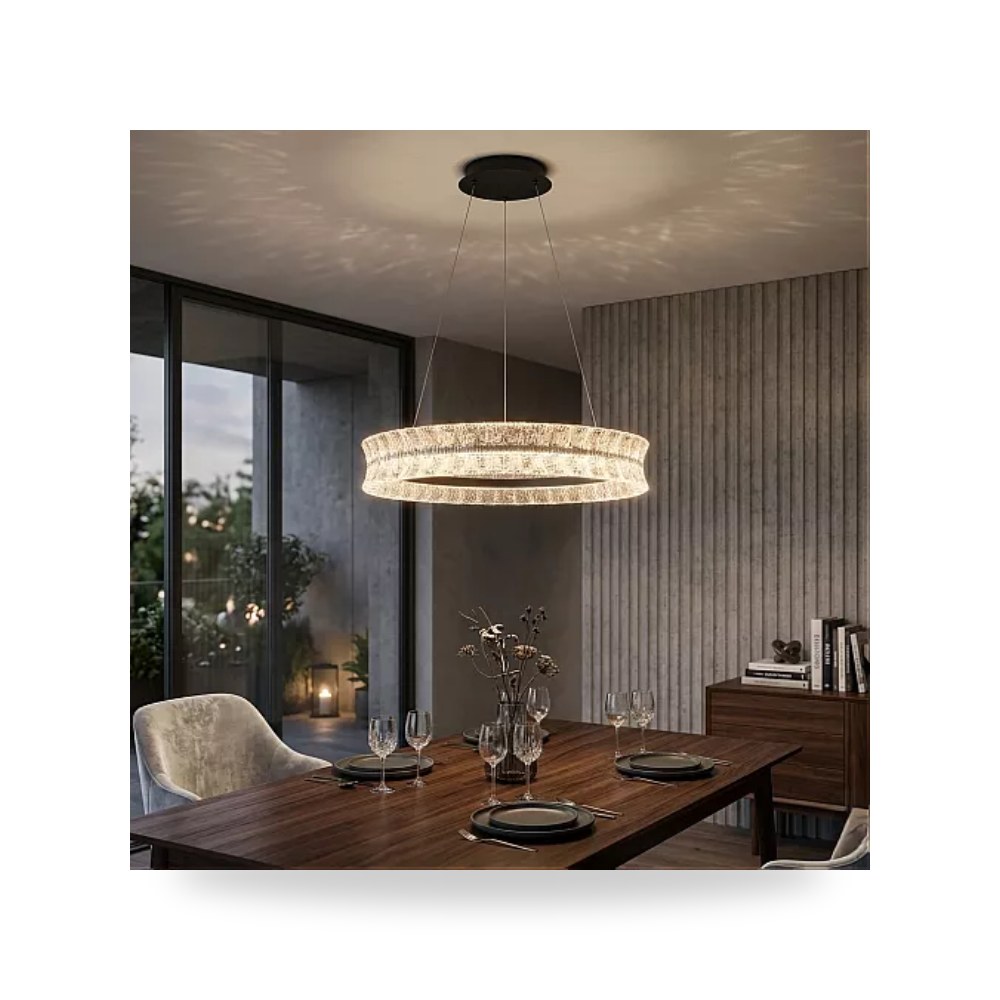 ثريا حلقة مودرن أسود 60 سم 85W F7298 هايمر همر موديل UP-15
