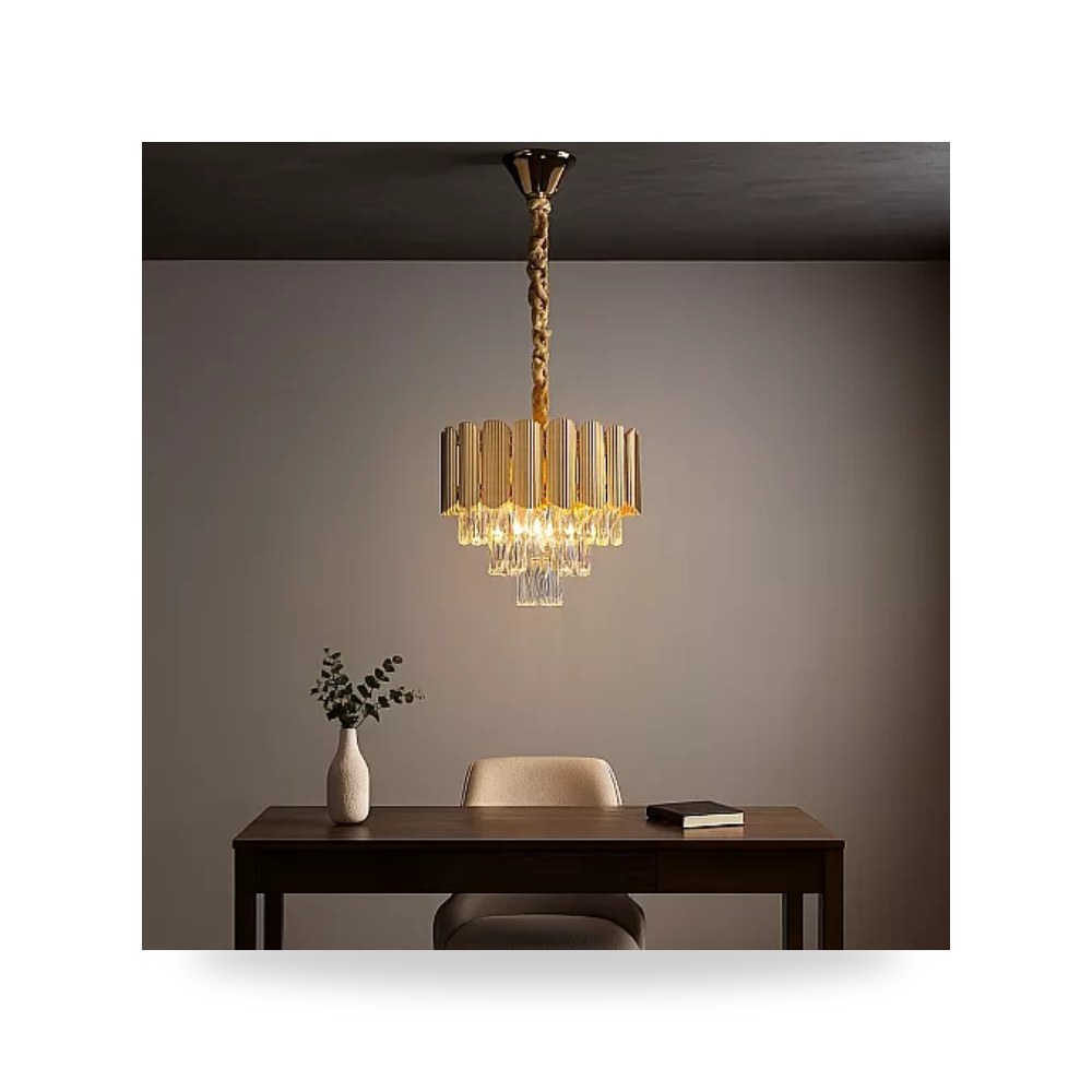 ثريا مودرن ذهبي 40 سم 5xE14 طراز D6259 هايمر همر موديل UP-15
