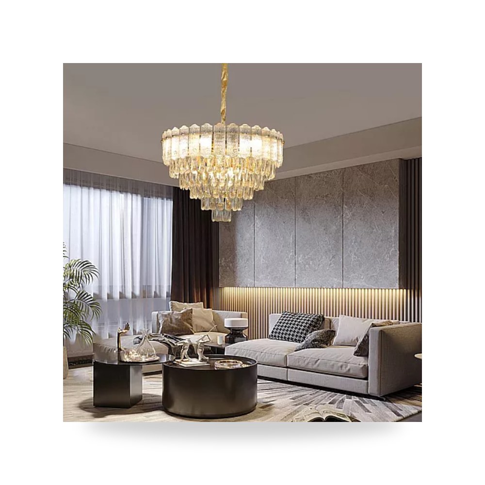 ثريا مودرن ذهبي 60 سم 9xE14 طراز D6306 هايمر همر موديل UP-15