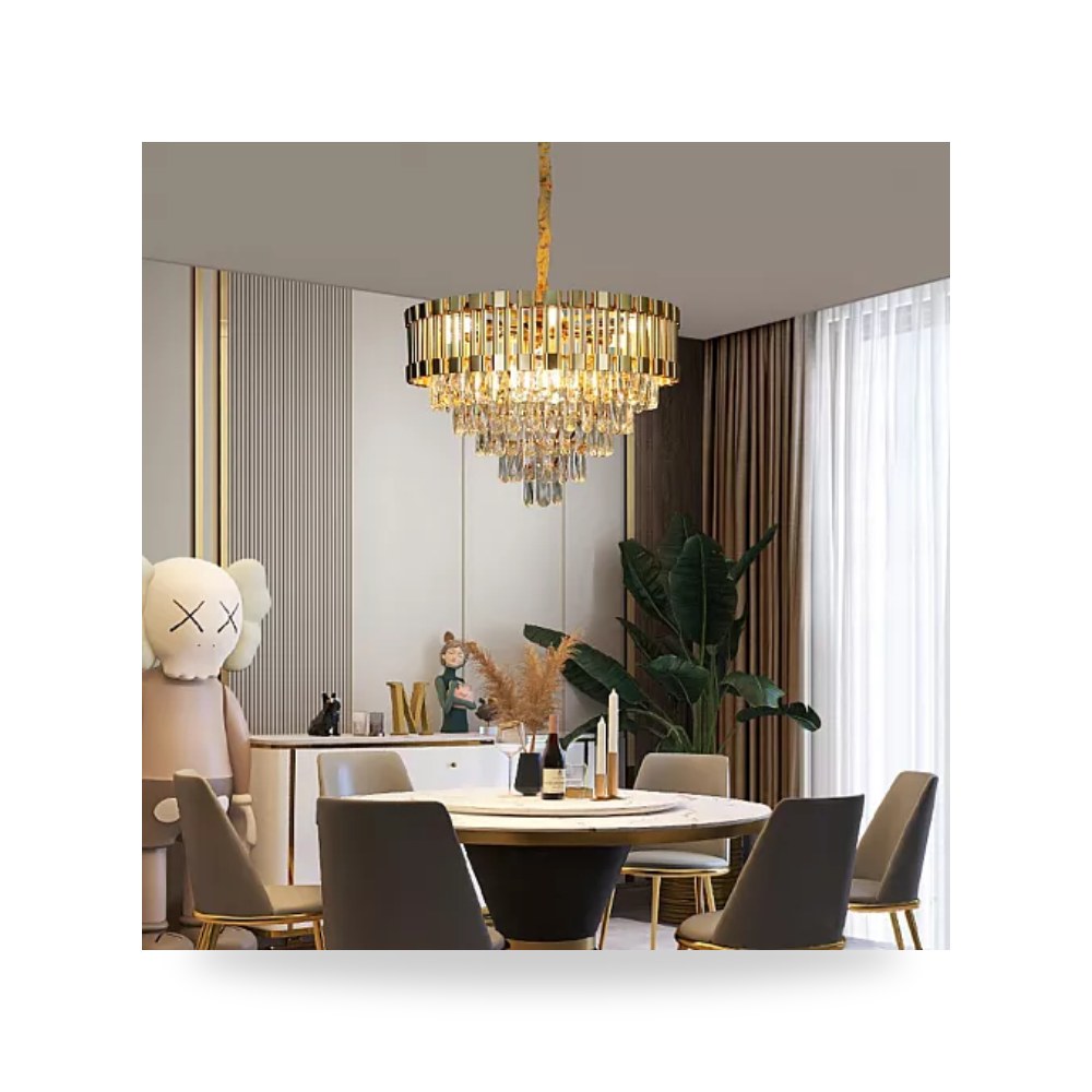 ثريا مودرن ذهبي 60 سم 9xE14 طراز D6260 هايمر همر موديل UP-15