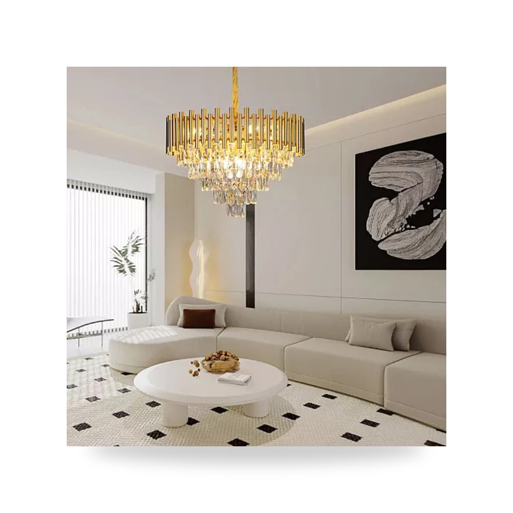 ثريا مودرن ذهبي 60 سم 9xE14 طراز D6279 هايمر همر موديل UP-15