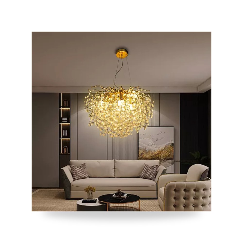 ثريا كريستال ذهبي عسلي 60 سم 10L C5314 هايمر همر موديل UP-15