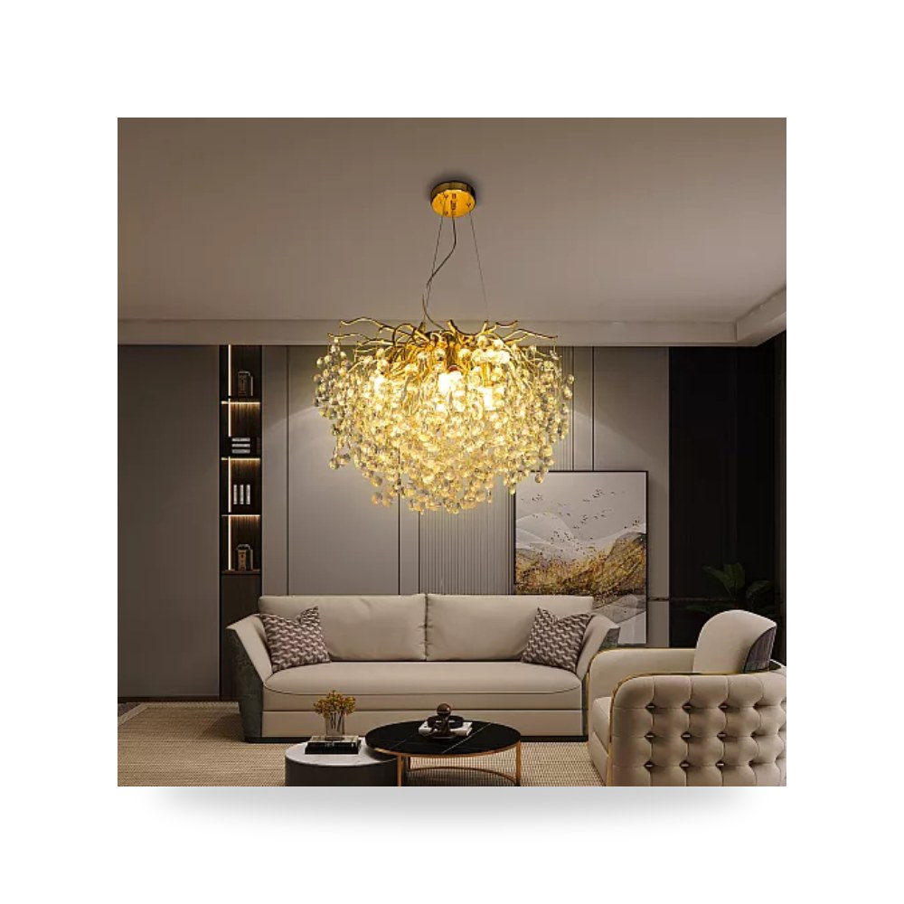 ثريا كريستال ذهبي شفاف 60 سم 10L C5314 هايمر همر موديل UP-15