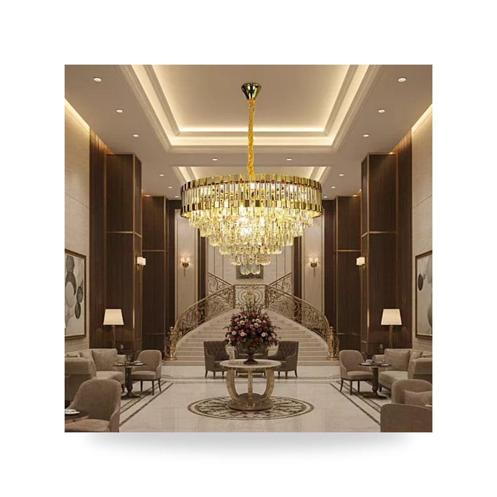 ثريا مودرن ذهبي 80 سم 15xE14 طراز D6260 هايمر همر موديل UP-15