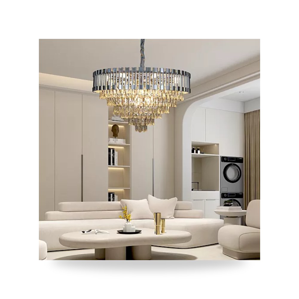ثريا مودرن فضي 80 سم 15 لمبة E14 طراز D6260 هامر همر موديل UP-15