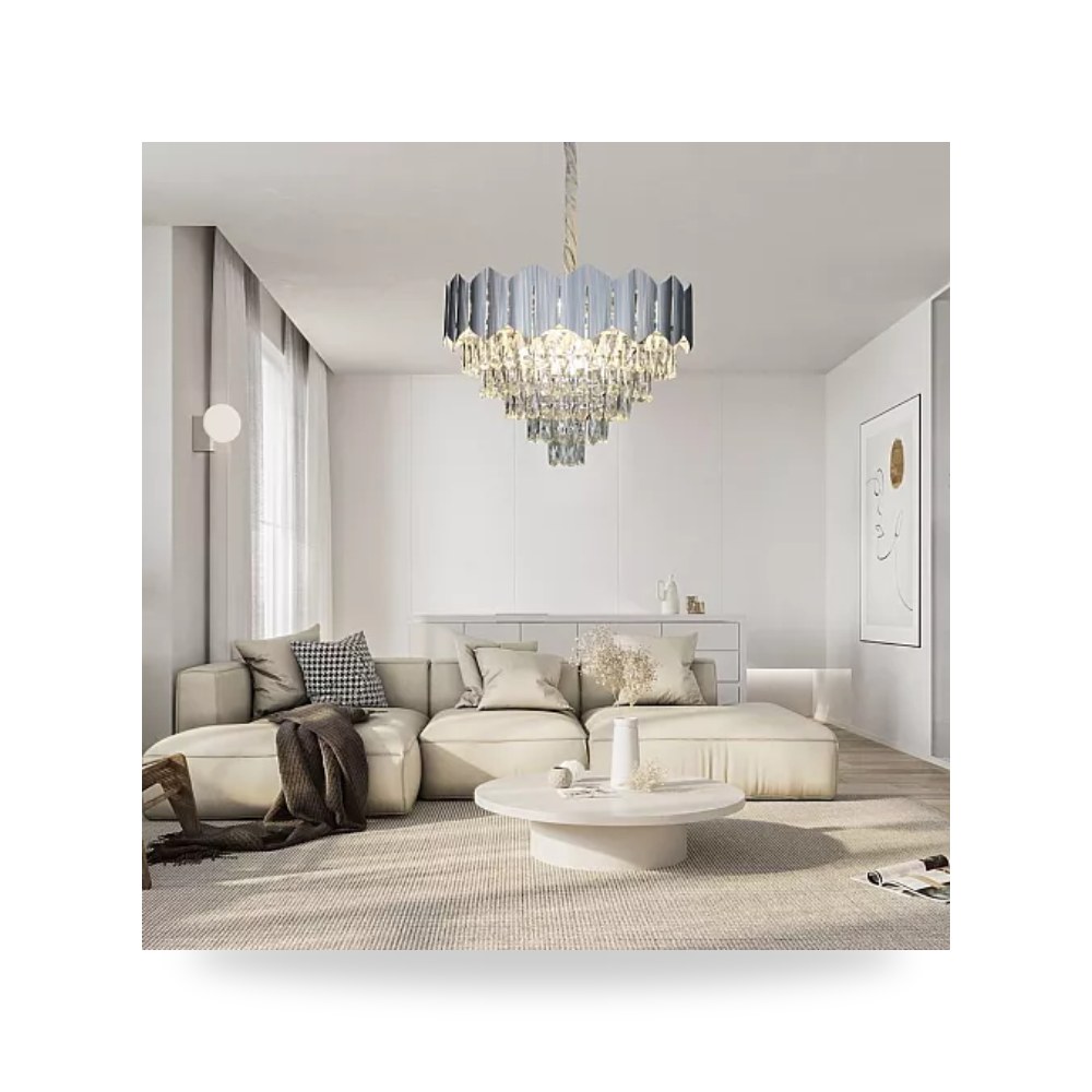 ثريا مودرن فضي 60 سم 9 لمبات E14 طراز D6262 هامر همر موديل UP-15