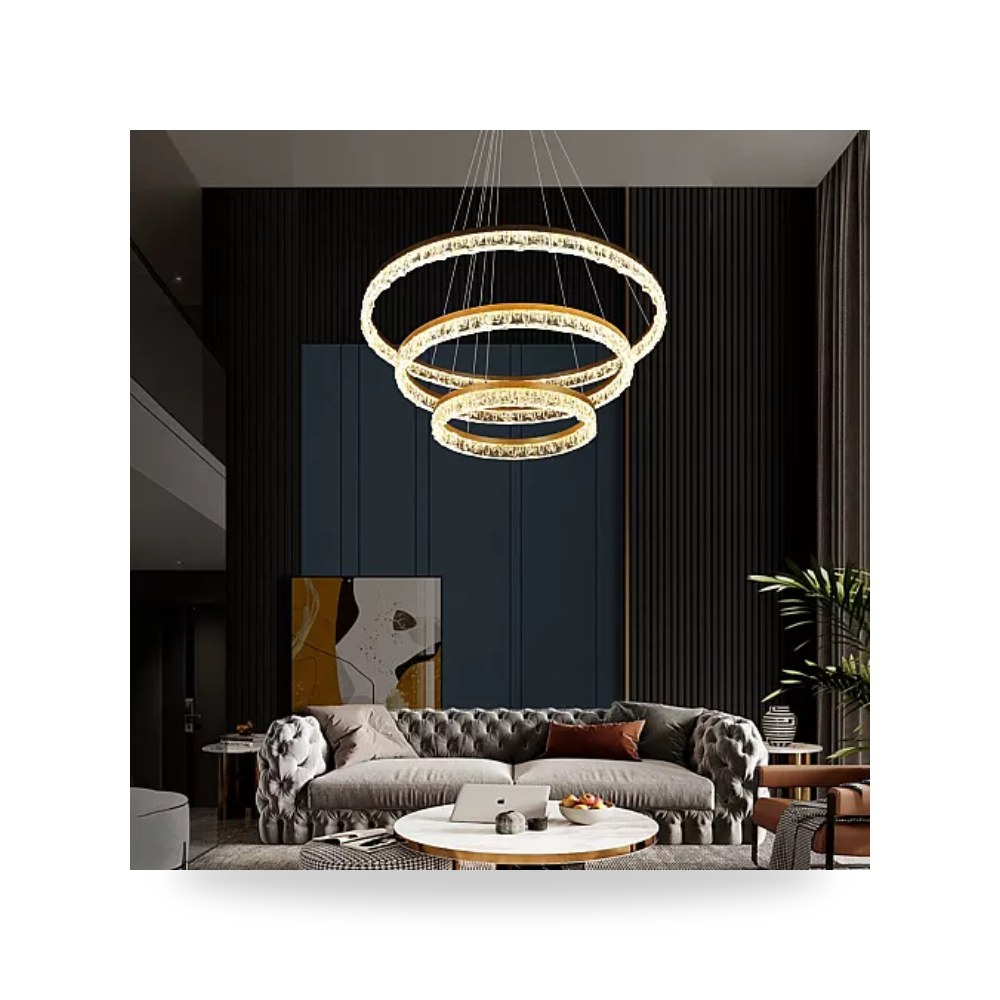 نجف مودرن 3 حلقات 80x60x40 سم ذهبي 125W همر موديل UP-15