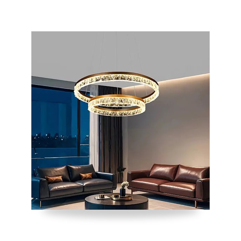 نجف مودرن دائري 60x40 سم ذهبي 3 إضاءات 75W همر موديل UP-15