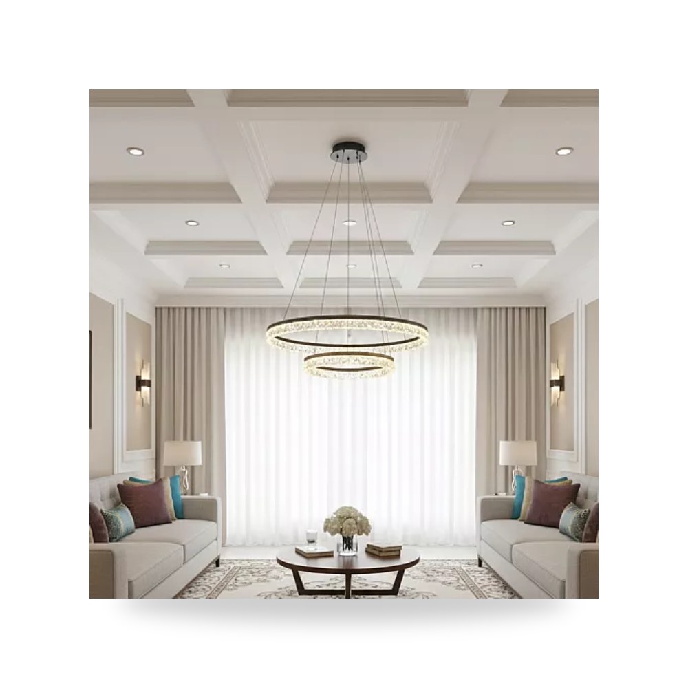 نجف مودرن دائري 60x40 سم فضي 3 إضاءات 75W همر موديل UP-15