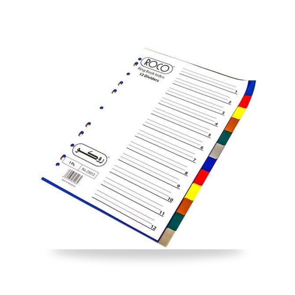 فواصل ملفات مرقمة 1-12 روكو ROCO 25012 ملونة شركة (REMCO)