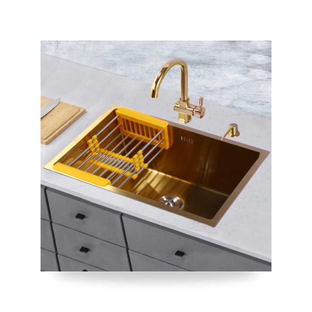 حوض مجلى مطبخ ذهبي تحت الرخام 65x45 illus شركة (REMCO)