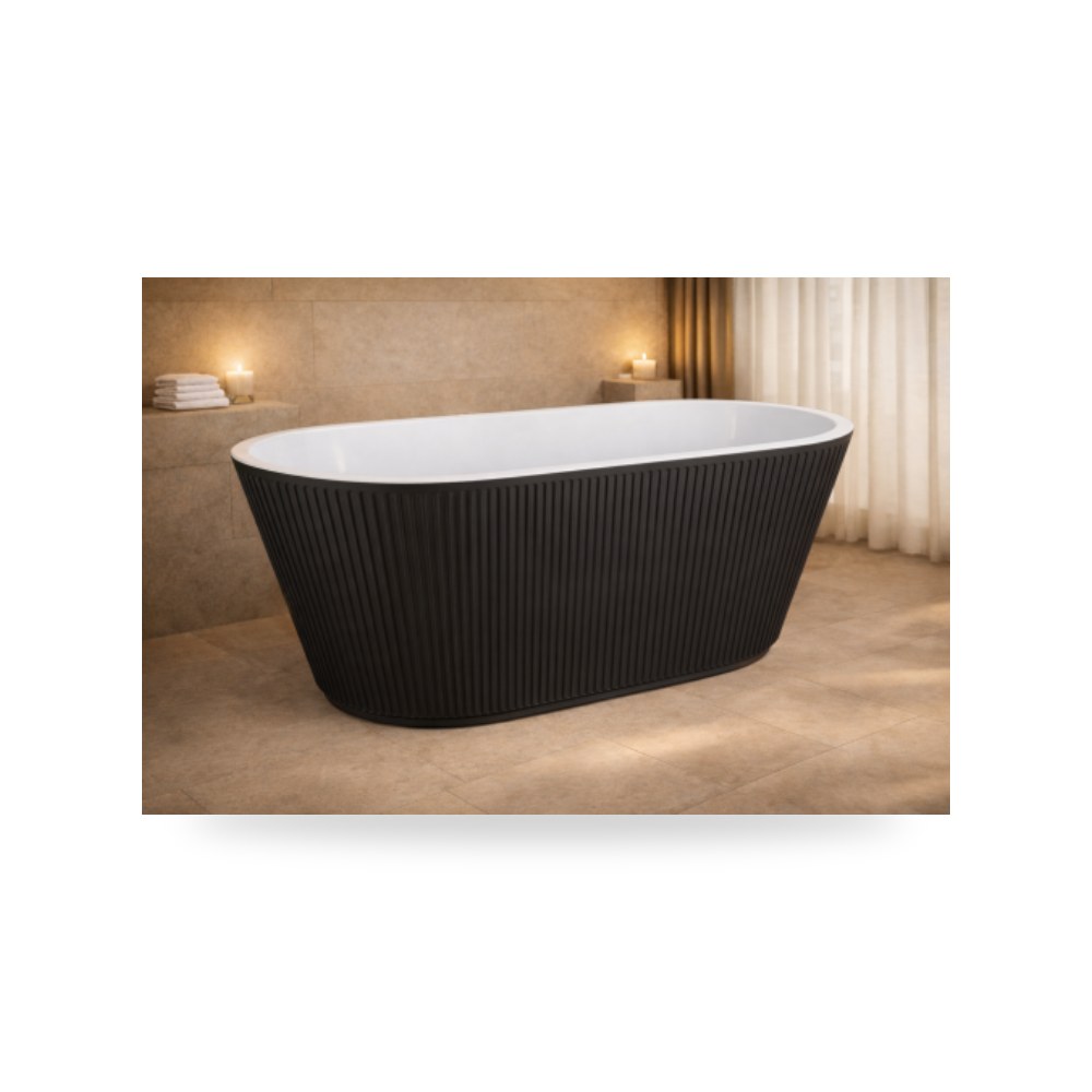 بانيو بيضاوي طويق أسود وأبيض 170x75 illus شركة (REMCO)
