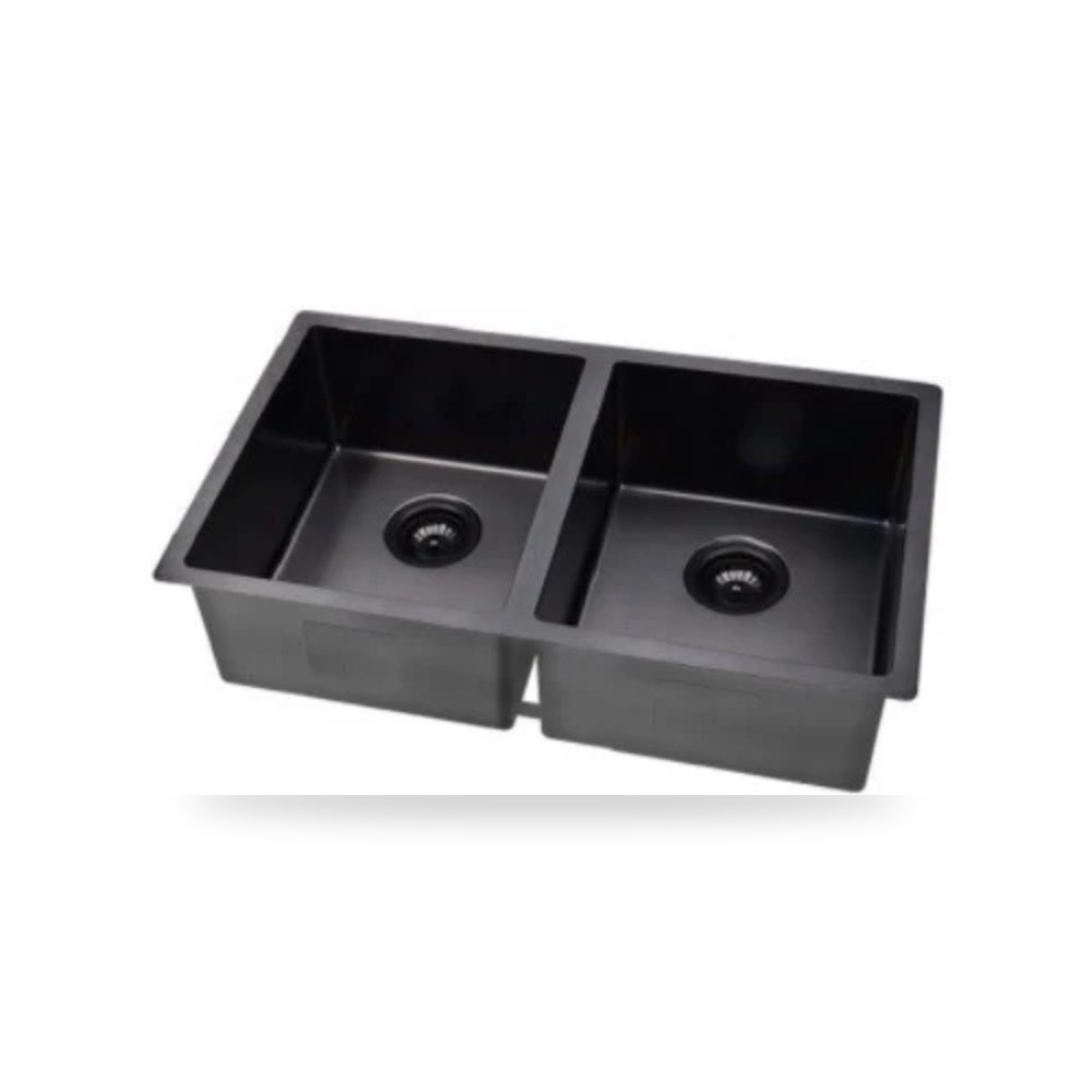 حوض مجلى مطبخ مزدوج أسود 82x45 سم illus شركة (REMCO)