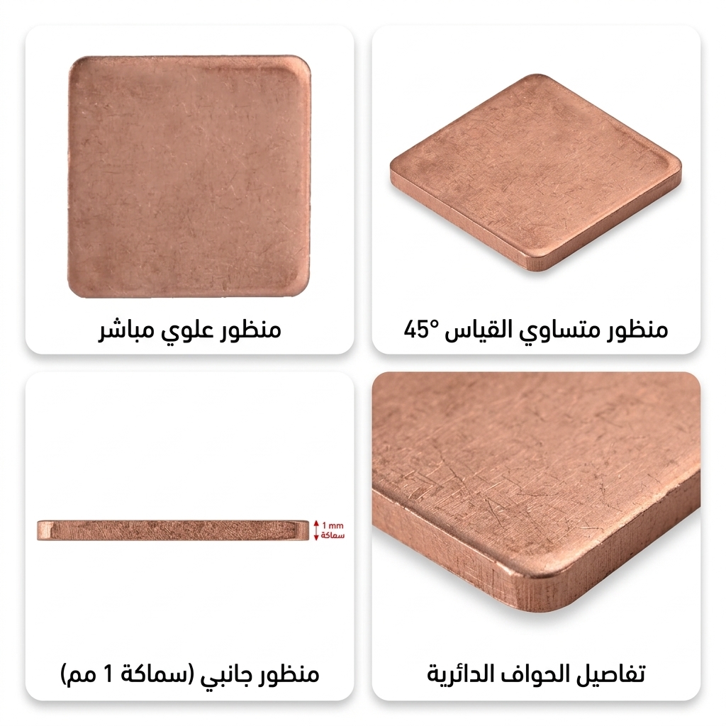 طقم حشوات نحاسية لنقل الحرارة والتبريد 20×20 مم سماكة 1 مم تيكاتارير (10 قطع)