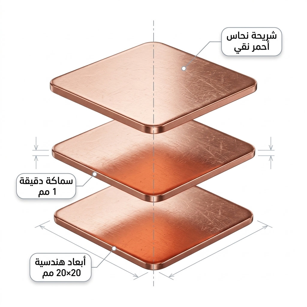 طقم حشوات نحاسية لنقل الحرارة والتبريد 20×20 مم سماكة 1 مم تيكاتارير (10 قطع)