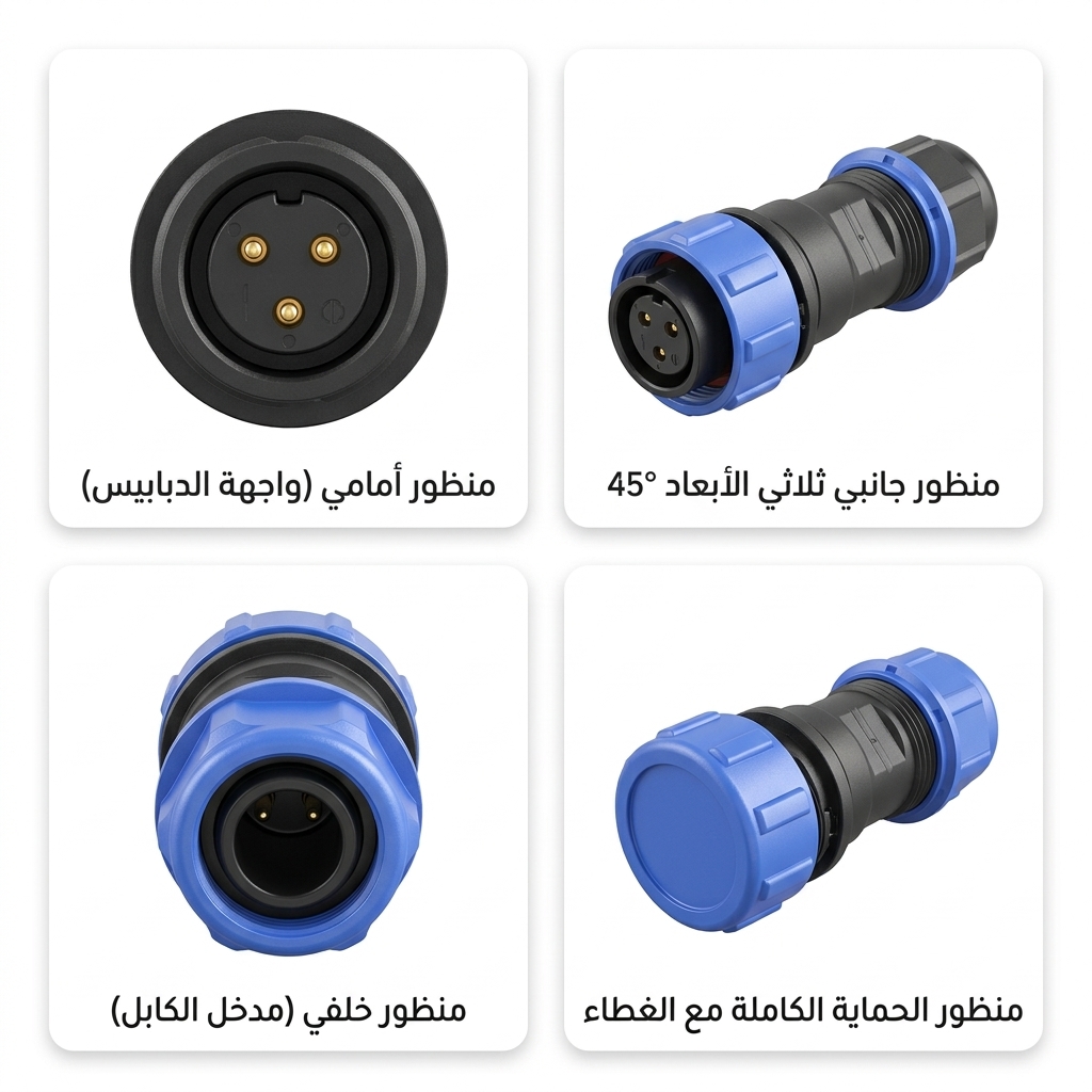 طقم موصلات طيران صناعية SP17 بـ 3 دبابيس مقاومة للماء IP68 تيار 10A (5 قطع)