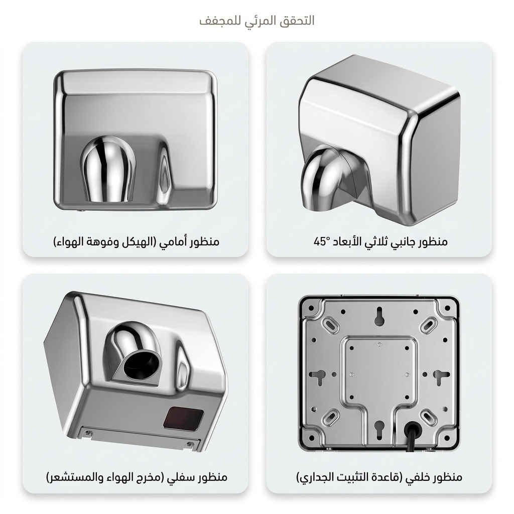 مجفف يدين هوائي جداري ستانلس ستيل أوتوماتيكي