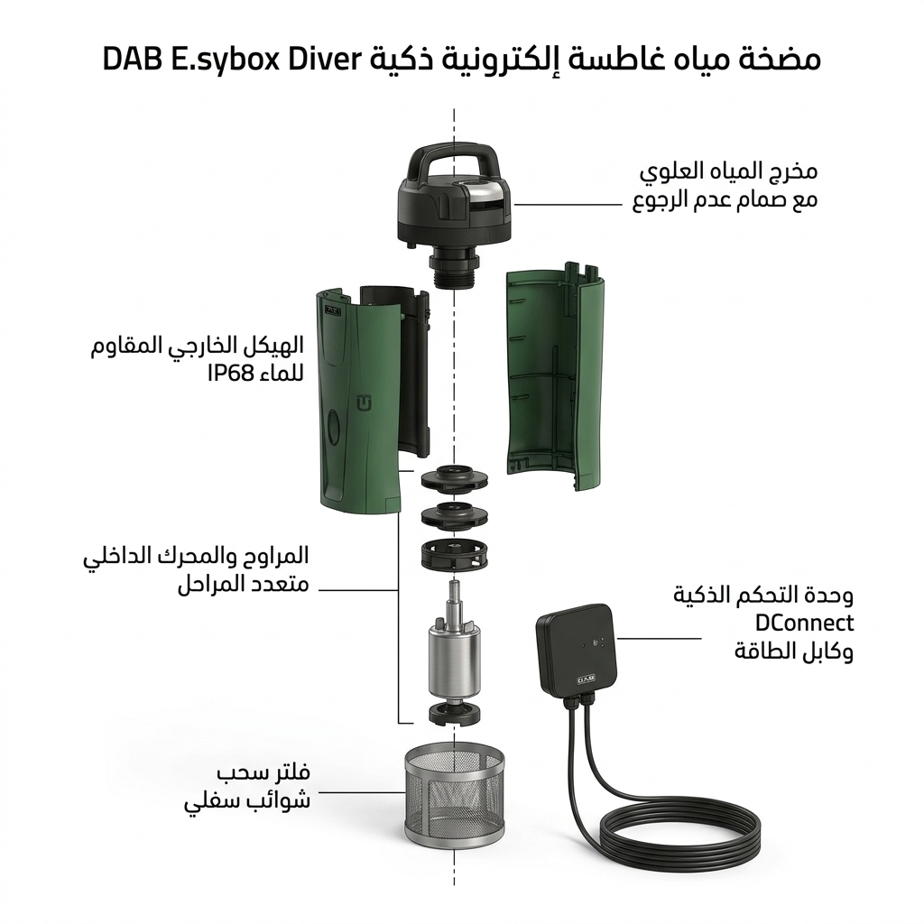 مضخة مياه غاطسة إلكترونية ذكية DAB E.sybox Diver مع جهاز تحكم