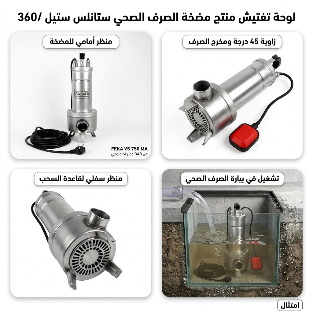 مضخة غاطس ستانلس ستيل لمياه الصرف الصحي DAB موديل FEKA VS 750 MA مع عوامة