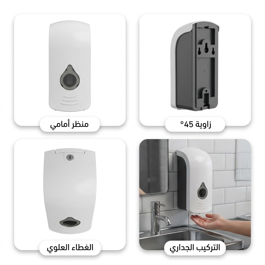 موزع صابون سائل ومعقم جداري 750 مل أبيض موديل 50017