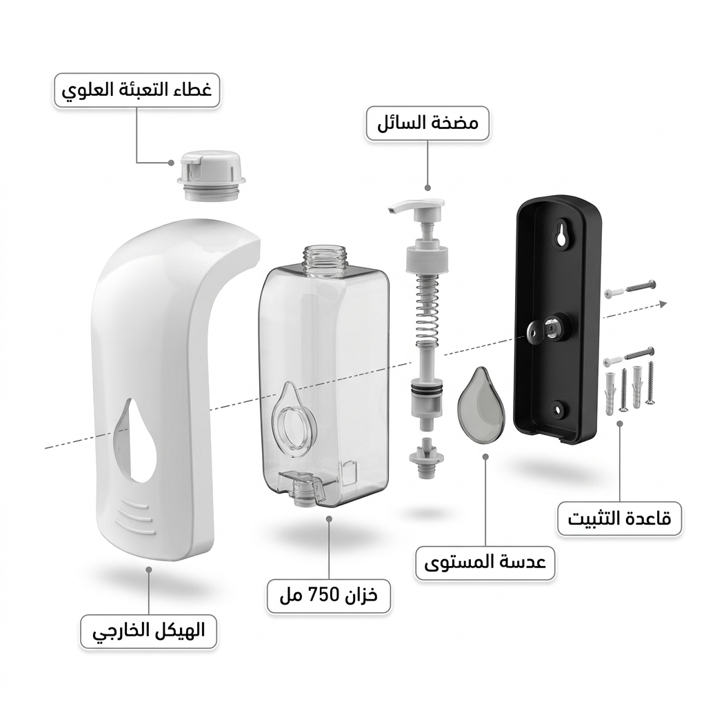 موزع صابون سائل ومعقم جداري 750 مل أبيض موديل 50017