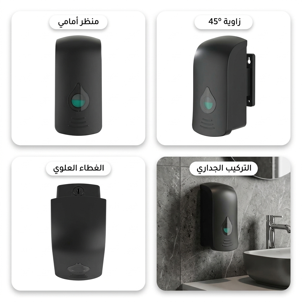 موزع صابون سائل ومعقم جداري 750 مل أسود موديل 50018