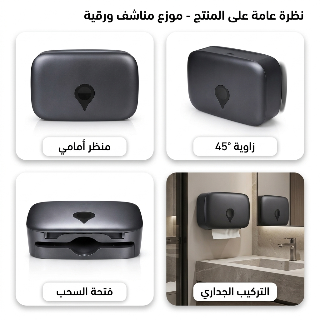 علبة وموزع مناديل ورقية جداري أسود أوريسا ORISA موديل K90