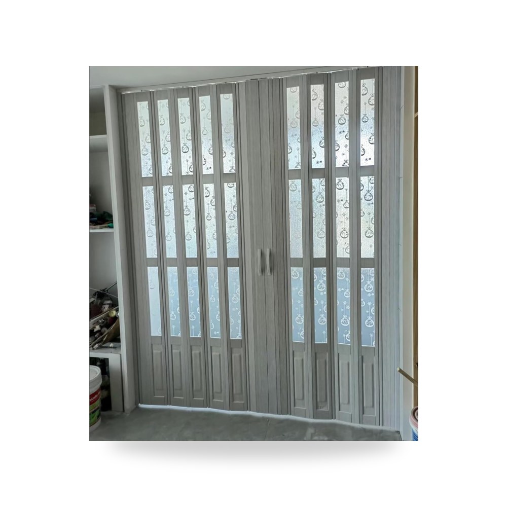 باب أكورديون قابل للطي 35 × 75 بوصة PVC أبيض