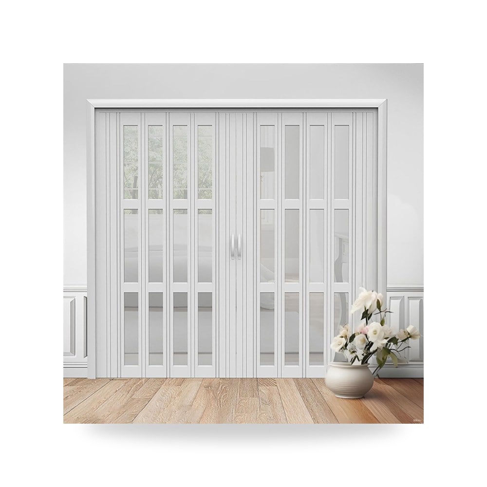 باب أكورديون داخلي قابل للطي PVC 80 × 230 سم بلاستيك PVC