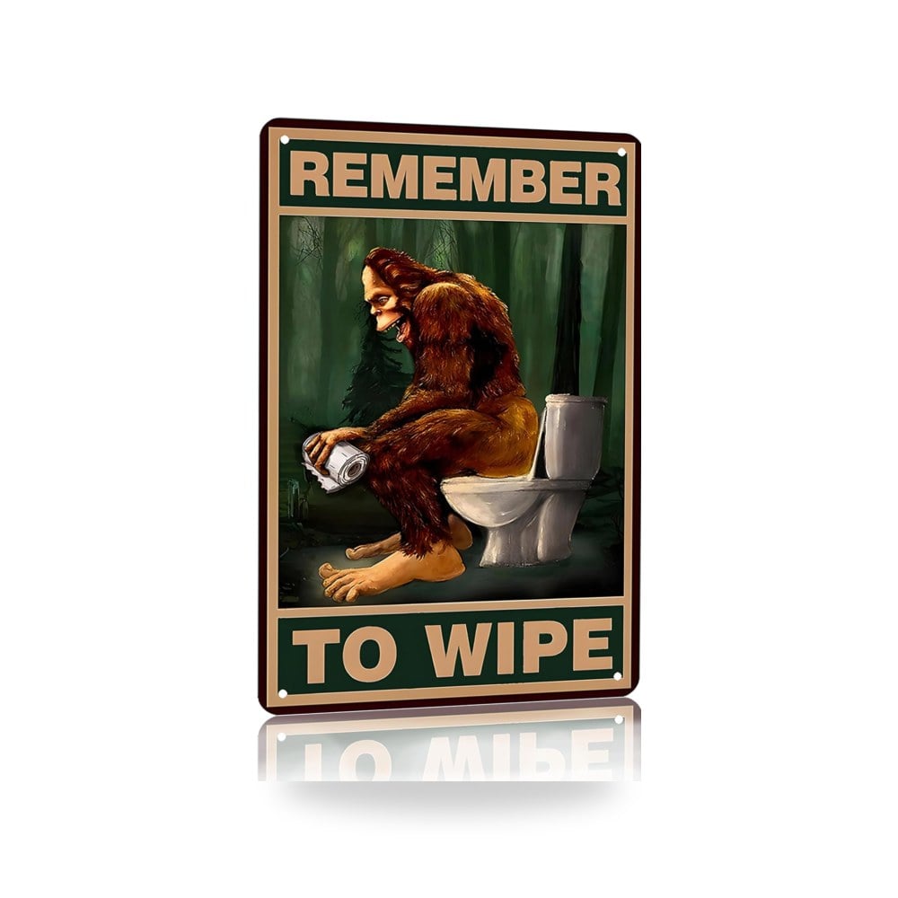 لافتة قصدير مضحكة من CrazySign Bigfoot Remember to wip